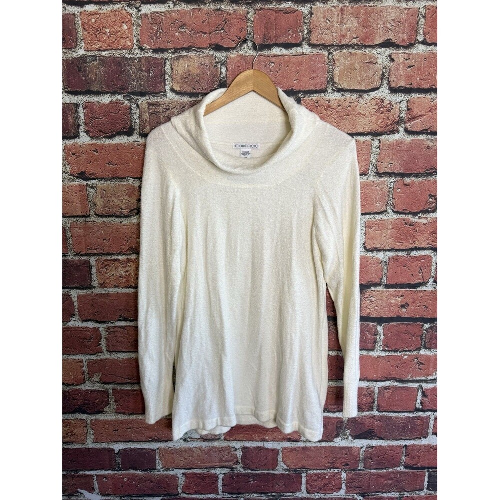 Exoficcio Womens Ivory Long Sleeve Nylon Turtleneck Shirt Size Large
